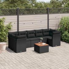  6 részes fekete polyrattan kerti ülőgarnitúra párnákkal kerti bútor