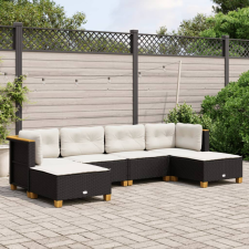 6 részes fekete polyrattan kerti ülőgarnitúra párnákkal kerti bútor