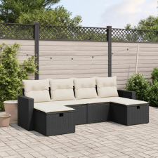  6 részes fekete polyrattan kerti ülőgarnitúra párnákkal kerti bútor