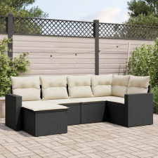 6 részes fekete polyrattan kerti ülőgarnitúra párnákkal kerti bútor