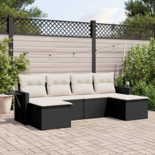  6 részes fekete polyrattan kerti ülőgarnitúra párnákkal kerti bútor