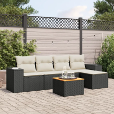  6 részes fekete polyrattan kerti ülőgarnitúra párnákkal kerti bútor
