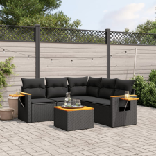 6 részes fekete polyrattan kerti ülőgarnitúra párnákkal kerti bútor