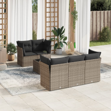 6 részes szürke polyrattan kerti ülőgarnitúra párnákkal kerti bútor