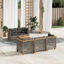 6 részes szürke polyrattan kerti ülőgarnitúra párnákkal kerti bútor
