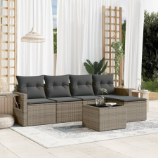 6 részes szürke polyrattan kerti ülőgarnitúra párnákkal kerti bútor