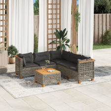 6 részes szürke polyrattan kerti ülőgarnitúra párnákkal kerti bútor