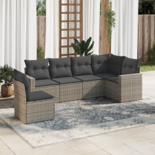  6 részes szürke polyrattan kerti ülőgarnitúra párnákkal kerti bútor
