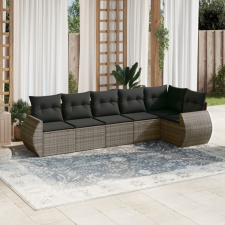 6 részes szürke polyrattan kerti ülőgarnitúra párnákkal kerti bútor