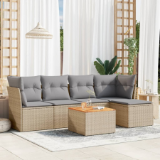 6 részes vegyes bézs polyrattan kerti ülőgarnitúra párnákkal kerti bútor