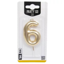  6-s szám gyertya ARANY 6 cm party kellék