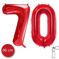 70-es piros szám fólia lufi party kellék