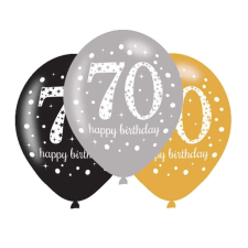  70 éves Happy Birthday  léggömb lufi 6 db-os party kellék