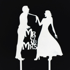  7683 12 Esküvői tortadísz fehér dekorációs kellék