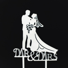  7683 20 Esküvői tortadísz fehér dekorációs kellék