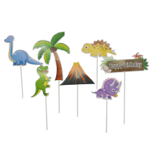 7 darabos papír tortadekoráció – Dinoszauruszok party kellék
