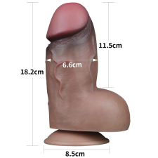  7" Dual-Layered Silicone Nature Cock Brown műpénisz, dildó