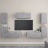  7 részes betonszürke forgácslap TV-szekrényszett