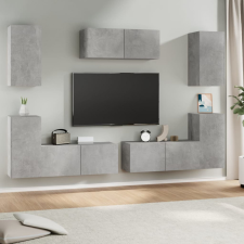  7 részes betonszürke szerelt fa TV-szekrényszett bútor