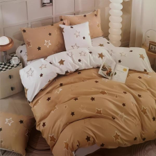  7 részes csillagos ágyneműhuzat, Barna-fehér AB107-1 lakástextília