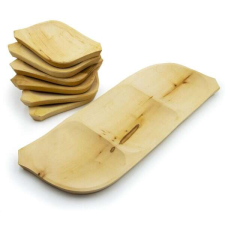  7 részes fatányér készlet – fából készült kínáló szett – 1 db 60 x 20 cm-es tál és 6 kisebb tányé... tányér és evőeszköz