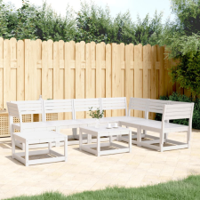  7 részes fehér tömör fenyőfa kerti ülőgarnitúra kerti bútor