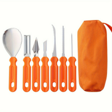  7 részes rozsdamentes acél tökfaragó késkészlet tároló táskával - Tökéletes Halloweeni dekorációhoz dekoráció