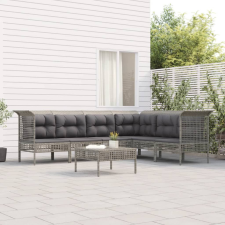 7 részes szürke polyrattan kerti ülőgarnitúra párnákkal kerti bútor