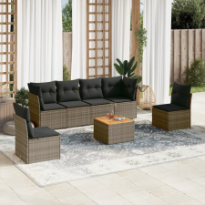 7 részes szürke polyrattan kerti ülőgarnitúra párnákkal kerti bútor