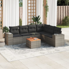 7 részes szürke polyrattan kerti ülőgarnitúra párnákkal kerti bútor