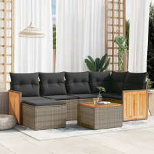 7 részes szürke polyrattan kerti ülőgarnitúra párnákkal kerti bútor