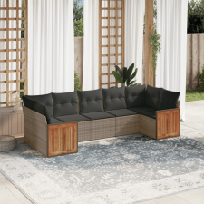 7 részes szürke polyrattan kerti ülőgarnitúra párnákkal kerti bútor