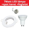  -7Watt GU10 LED lámpa (hideg fehér) + fehér szpot keret + GU10 csatlakozó (kettesével rendelhető)