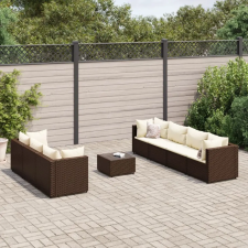  8 részes barna polyrattan kerti ülőgarnitúra párnákkal kerti bútor