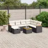  8 részes fekete polyrattan kerti ülőgarnitúra párnákkal