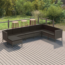 8 részes szürke polyrattan kerti ülőgarnitúra párnákkal kerti bútor