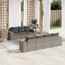  8-részes szürke polyrattan kerti ülőgarnitúra párnákkal kerti bútor