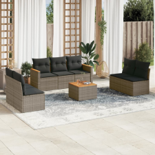 8-részes szürke polyrattan kerti ülőgarnitúra párnákkal kerti bútor