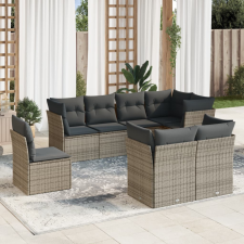 8-részes szürke polyrattan kerti ülőgarnitúra párnákkal kerti bútor