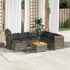  8 részes szürke polyrattan kerti ülőgarnitúra párnákkal kerti bútor
