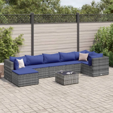  8 részes szürke polyrattan kerti ülőgarnitúra párnákkal kerti bútor
