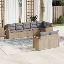  8 részes vegyes bézs polyrattan kerti ülőgarnitúra párnákkal kerti bútor