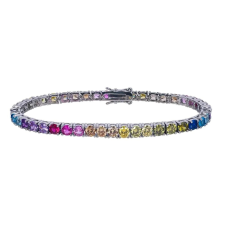 925 Sterling ezüst karkötő, cirkon, hipoallergén, klasszikus stílusú, színes, 20 cm karkötő