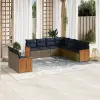  9 db szürke polyrattan kerti kanapégarnitúra párnákkal