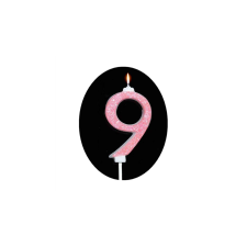 9-es pink glitteres óriás számgyertya, 14 cm party kellék