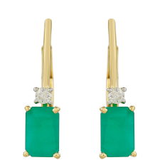  9 Karátos Arany Fülbevaló Brazil Smaragddal és Természetes Cirkónnal, PCY11212 fülbevaló