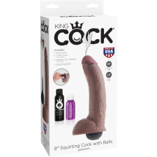  9&quot; Squirting Cock with Balls Brown műpénisz, dildó