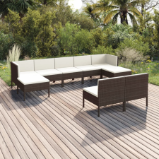 9 részes barna polyrattan kerti bútorszett párnákkal kerti bútor