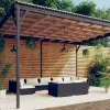  9-részes fekete polyrattan kerti ülőgarnitúra párnákkal