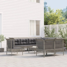 9 részes szürke polyrattan kerti ülőgarnitúra párnákkal kerti bútor